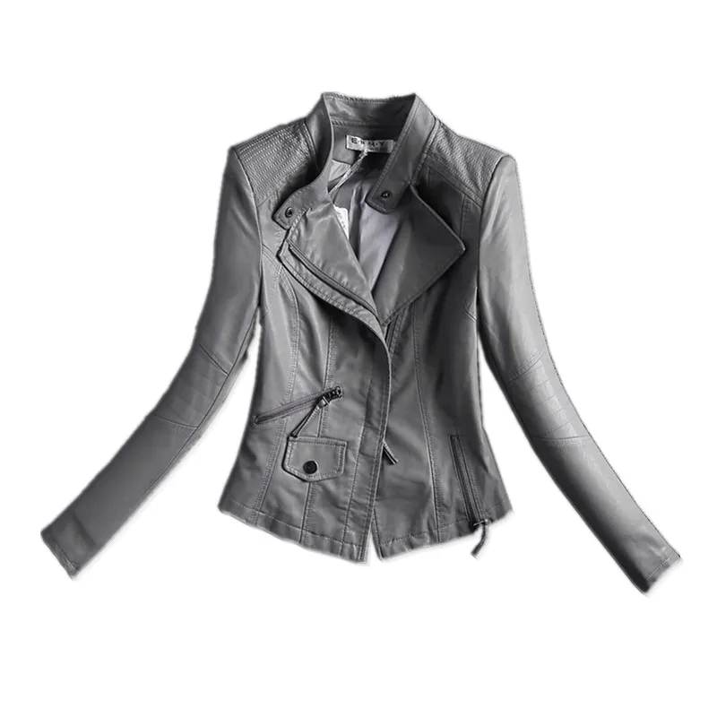 

3XL!2021 Autumn new fashion women pu leather jacket women slim shorts coat