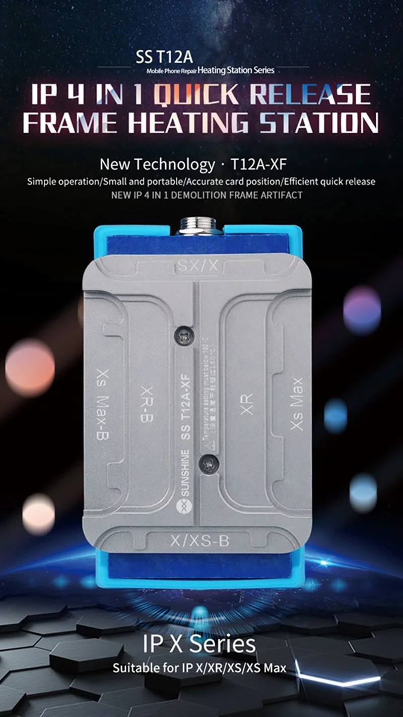 Jyrkior SS T12A-XF 4 в 1 кронштейн для удаления подогревателя для iPhone X, XR, XS, XS, MAX, быстро удаляет среднюю рамку, нагревательная платформа, инструменты