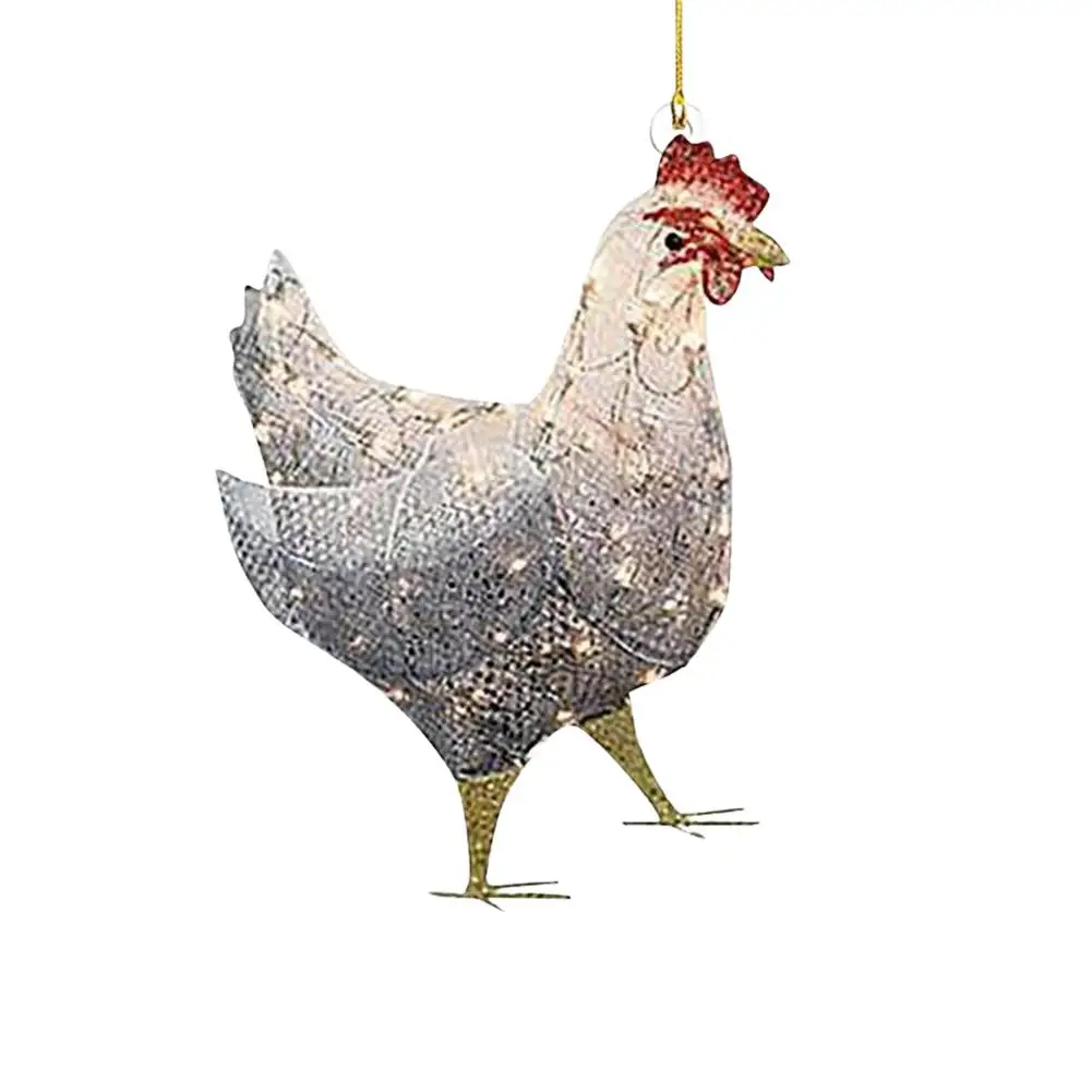 

Рождественский кулон в виде курицы, украшения для рождественской елки, подвесные украшения, милый маленький акриловый кулон в виде курицы, ...