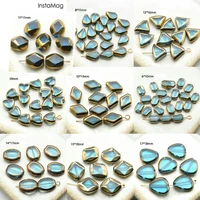 5pcs diy handmade beads for jewelry making sapphire and glazed polygonal water droplet long geometric earrings glass crystal