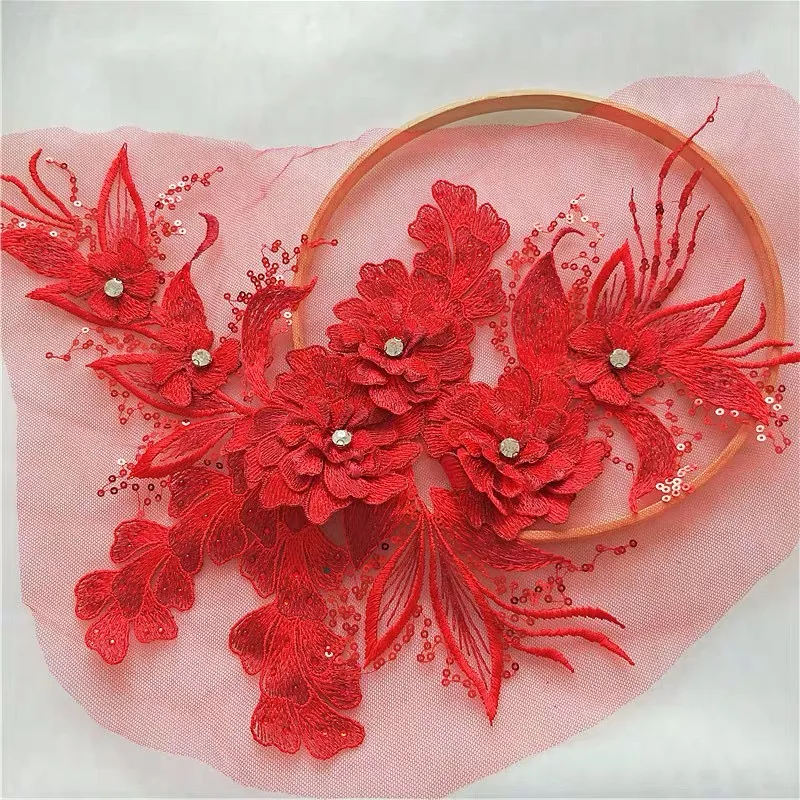 1 шт темно синего цвета с кружевными аппликациями бисерные кружева аппликацией 3D