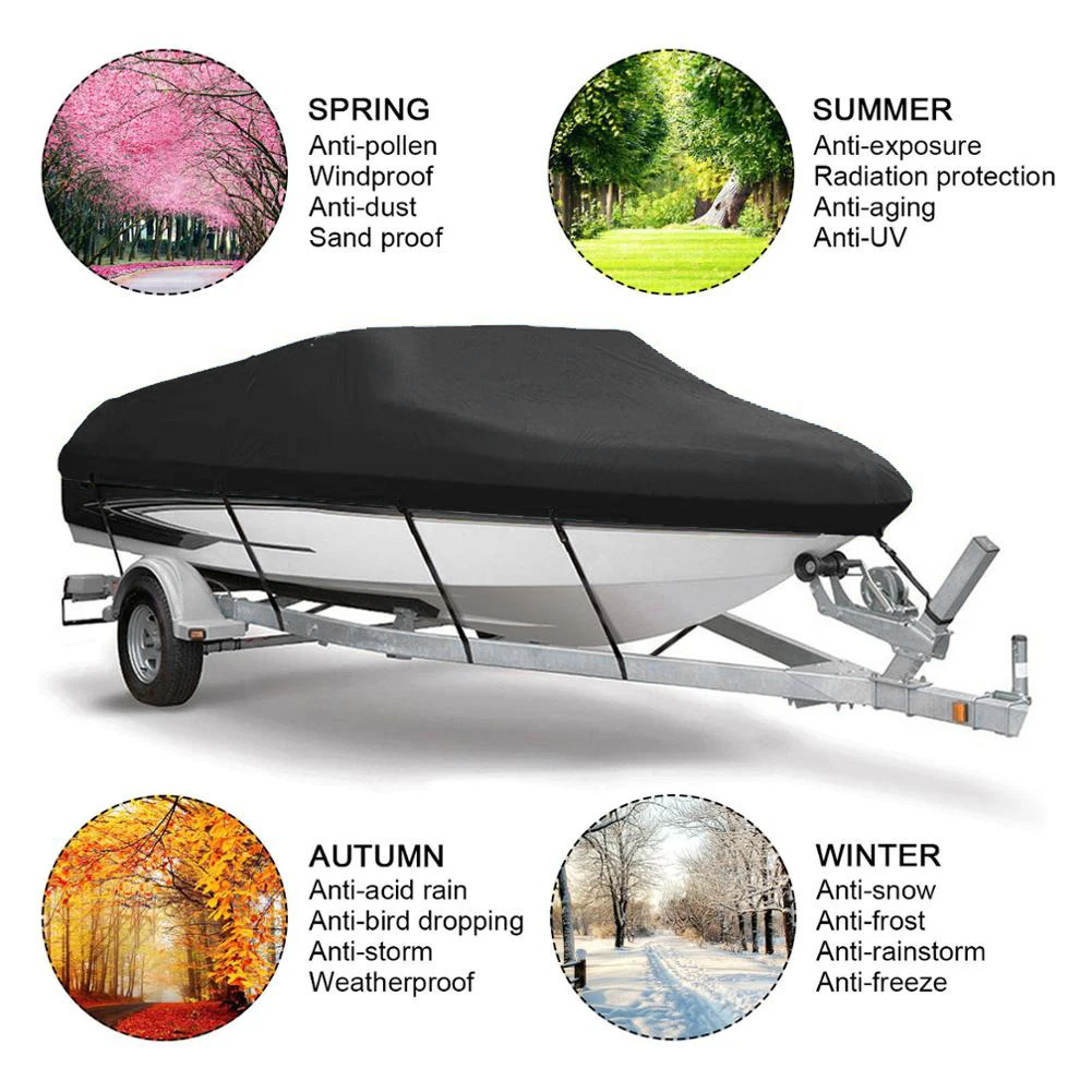 

Elastic Hem Boat Cover Solid Outdoor Waterproof Weatherproof Sunproof Quick Release Oxford Cloth Practical Universal Direct Fit