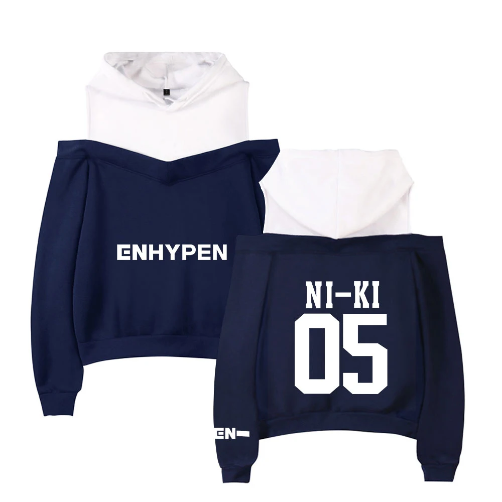 

Popular Kpop Enhypen Hoodie Sweatshirts Women Pullover Off-shoulder Harajuku Tracksui Girl Hip Hop Cool Pullov Women-clothing