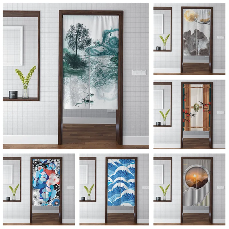 

Китайские традиционные чернильные дверные занавески, декоративный светильник фэн-шуй, гобелен для кухни, комнаты, кафе, дверные занавески