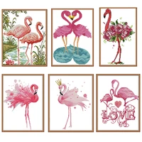 flamingo precision printing cross stitch pattern diy handmade needlework embroidery set china count cross stitch kit decoration