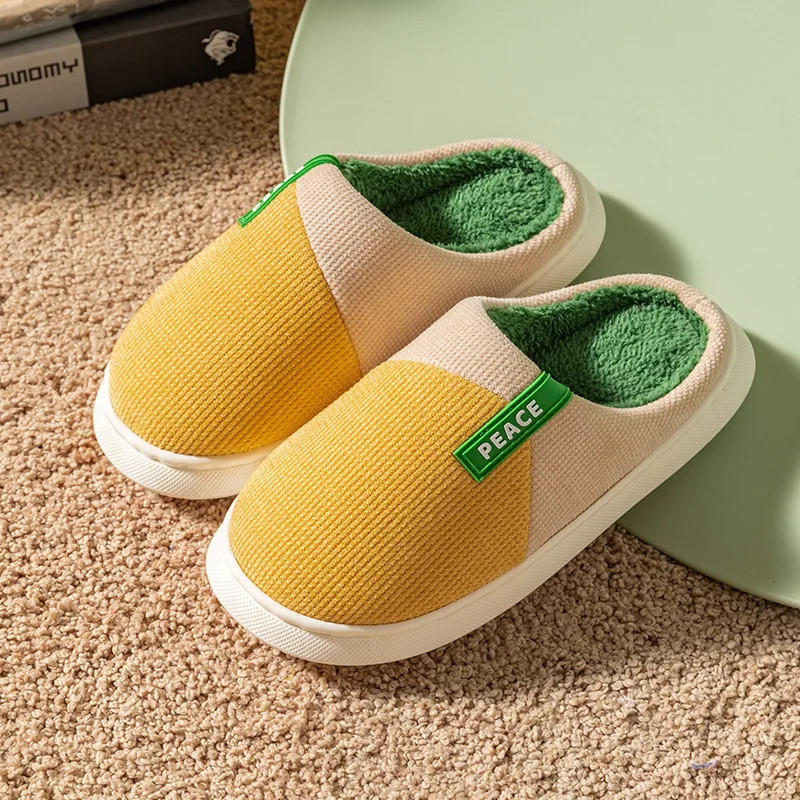 Cotton Slippers Men's Home Non-Slip Men's Couple Plush Shoes Woman Slippers Shoes for Women House Slippers Furry Slippers