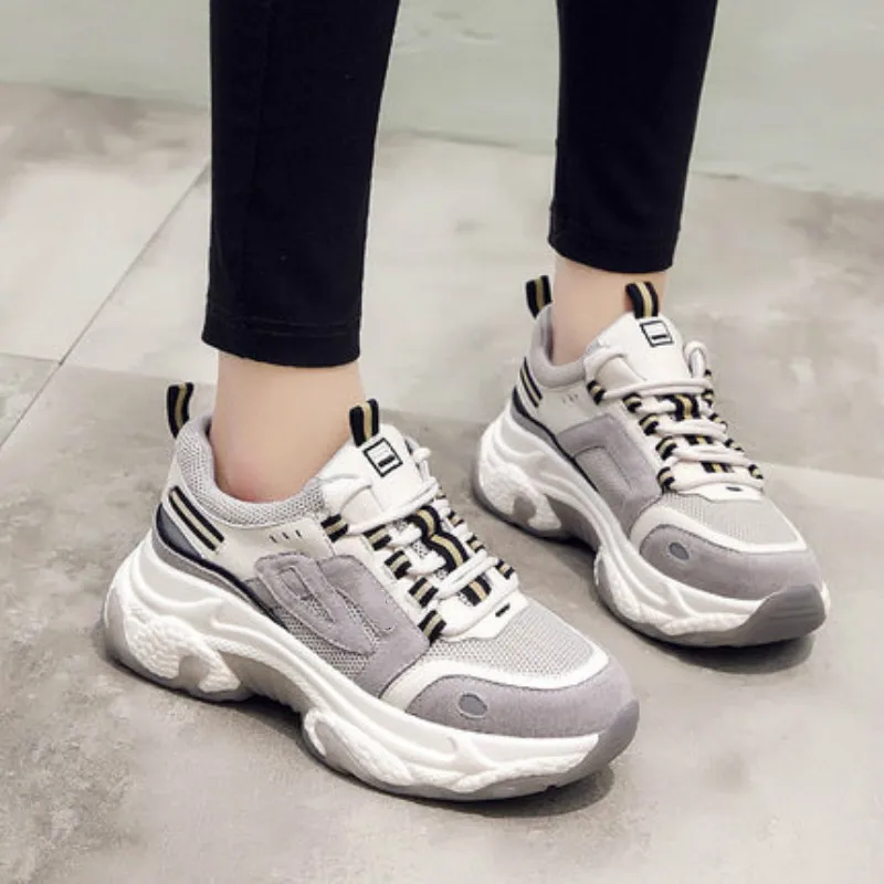 

2020 спортивные массивные кроссовки, женская обувь на плоской платформе, весенние модные кроссовки на толстой подошве, Женская замшевая повс...