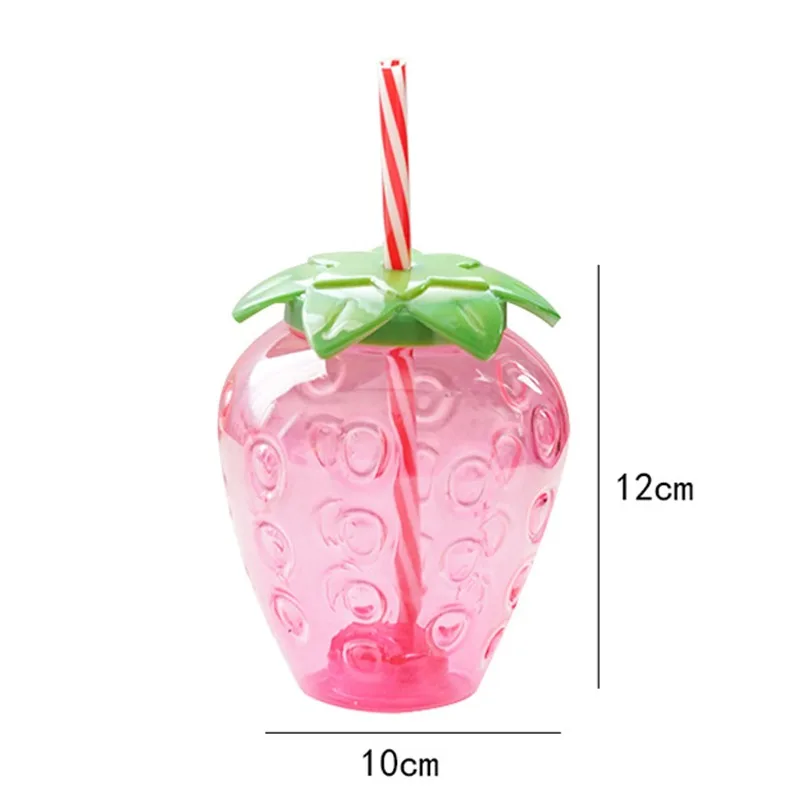 

Summer Strawberry Straw Cup Cartoon Kawaii Plastic Cup Lovely Girl Milk Tea Coffee Cup Student Portable Water Cup Water Bottle