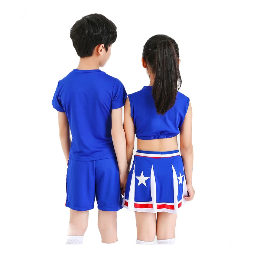 Kids Cheerleader Dance Costume School Uniform Gymnastics Skirt for Girls Boy Children Jazz Stage Performance 110-160cm Clothing |