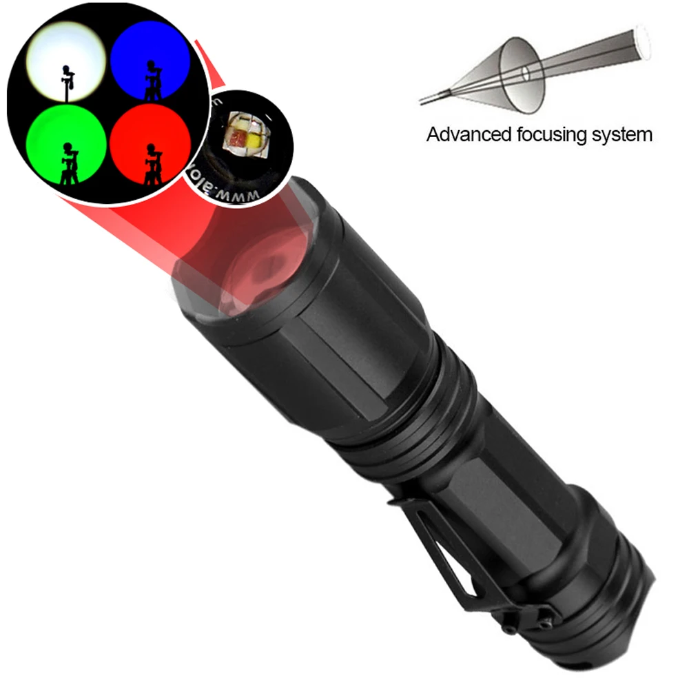 WRGB красный/зеленый/синий/белый тактический фонарь светодиодный 10 Вт фонарик