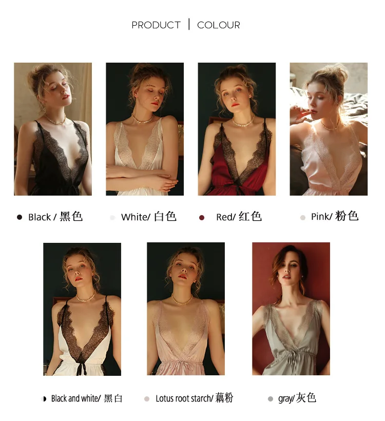 

Women Nightdress Romantic Sleepwear Vintage Style Nightgowns Sleep Dress Women Silk Nightwear Sexy Sleepwear Women Night Gowns