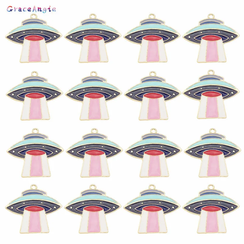 

3pcs/pcs Enamel Alloy UFO Charms Space astronaunt Fashion Earring jewelry making Cartoons pendant Necklace 30*26mm Handmade Gift