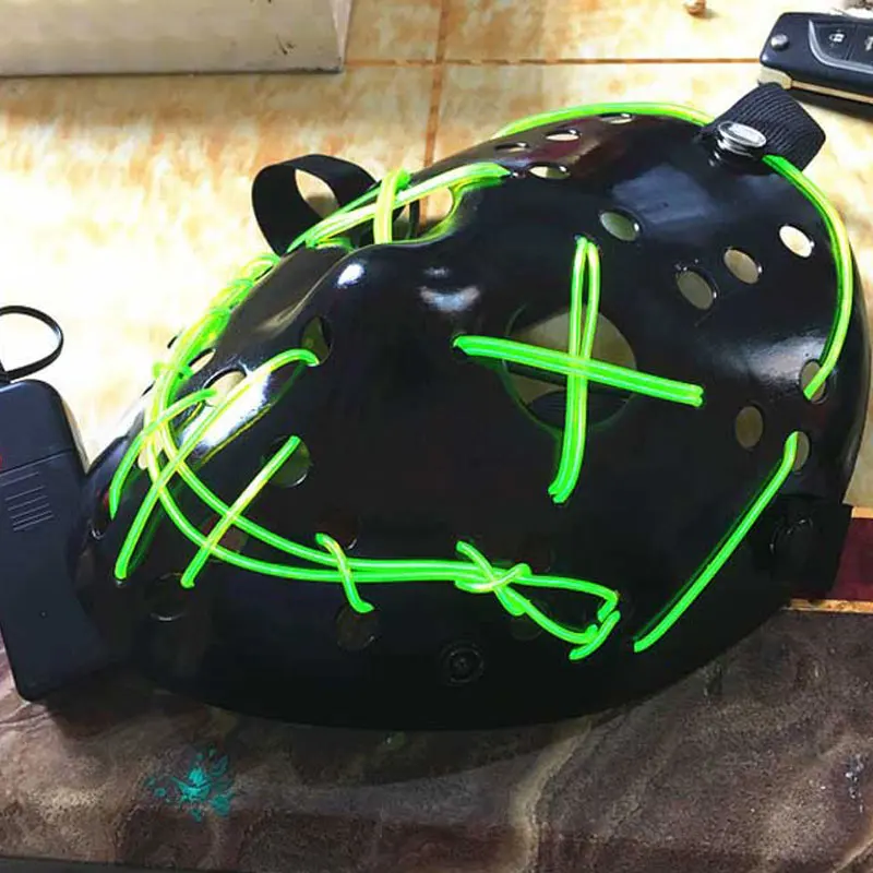 Светодиодный светящийся маска для Хэллоуина вечерние неоновые страшные маски