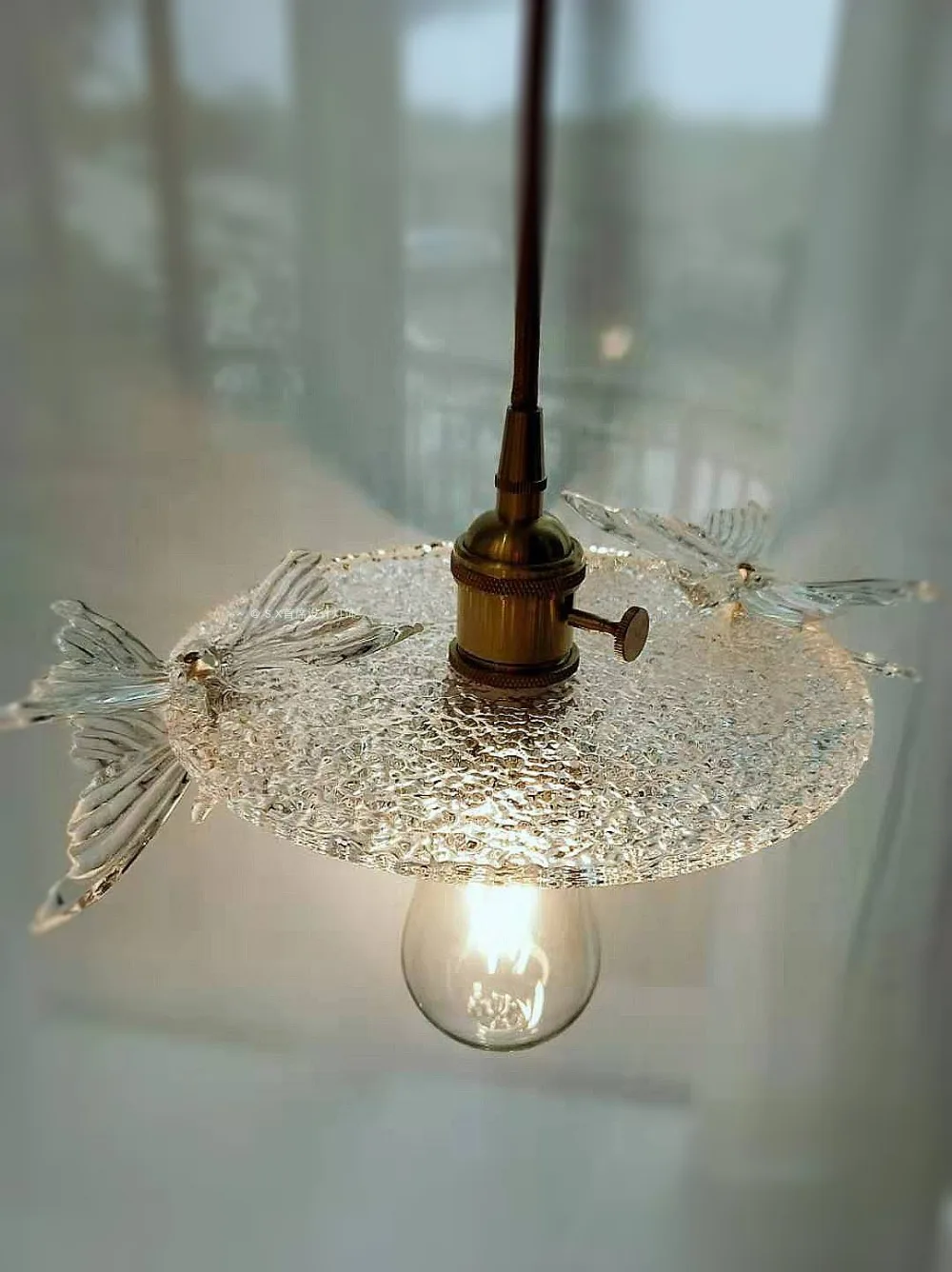

Japanese old Shanghai glass cloakroom bedroom bar window retro Nordic Butterfly dormitory brass chandelier LED