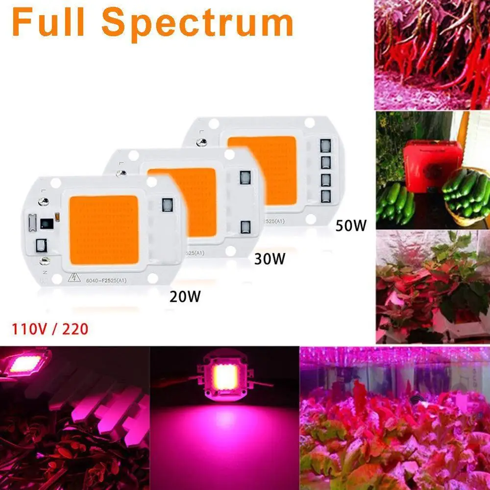 

20/30/50W Full Spectrum LED COB Chip Grow Light Plant Growing Lamp Bulb 220/1