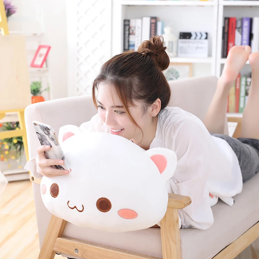 Kawaii Лежащая Кошка Животное Кукла Плюшевая мягкая подушка под спину Подушка детская игрушка подарок мягкая мультяшная Подушка подарок ребенку на Рождество новинка