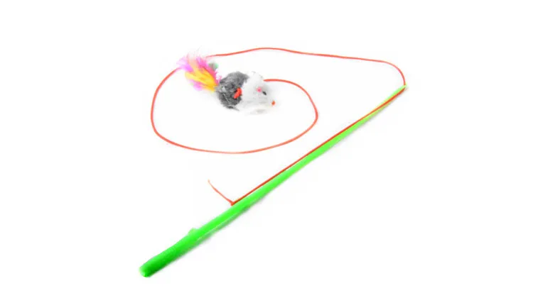 

1 Pc Random Fishing Rod Color Mouse And Cat Stick Elastic Rope Toy