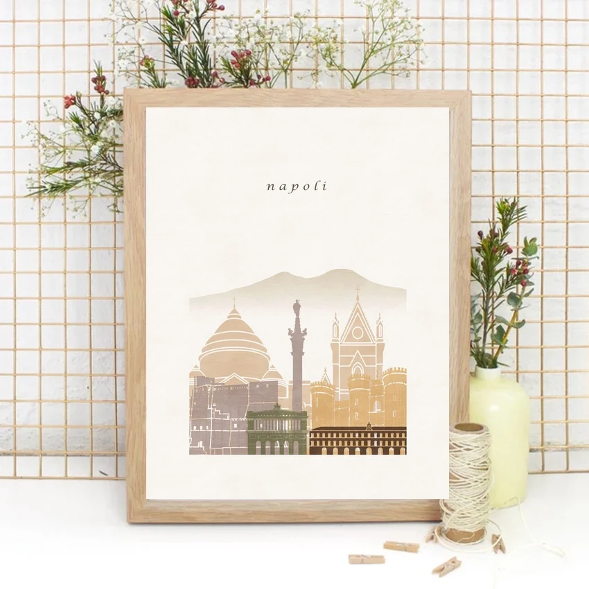 

Неаполь, Италия, Карта мира, Карта путешествий, плакат, печать, нерамка, плакат, украшение для офиса, Холщовый плакат