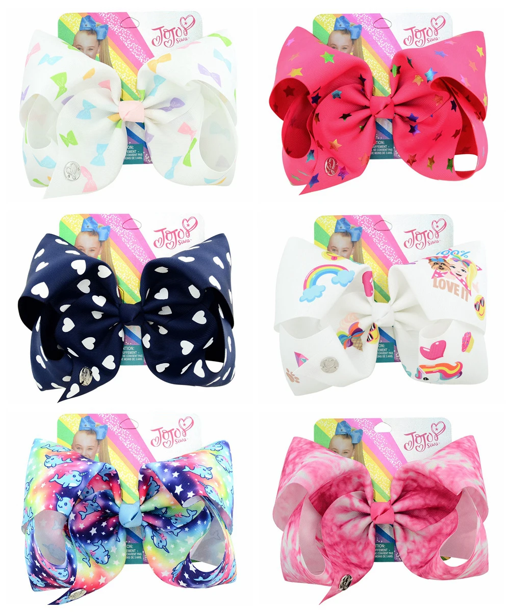 

8inch JoJo Siwa Boutique Hair Bows With Clips For Girls Rainbow Stars Colorful Hairpin Large Hair Bows Hair Accessories 942