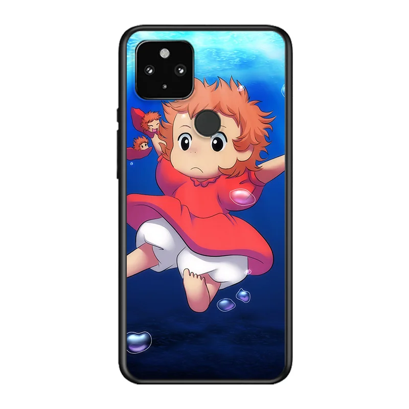 

Ponyo On The Cliff Anime Soft TPU Silicone Black Cover For Google Pixel 5 4A 5G 4 XL Phone Case
