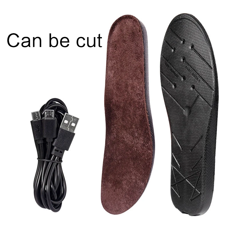 USB Heated Insoles Winter Electric Powered Plush Fur Heating Insoles Winter Keep Warm Usb Charged for Foot Shoes Insole Outdoor
