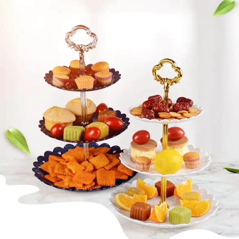 3 яруса кружевных одежда для свадьбы дня рождения торт плиты день Чай подставка