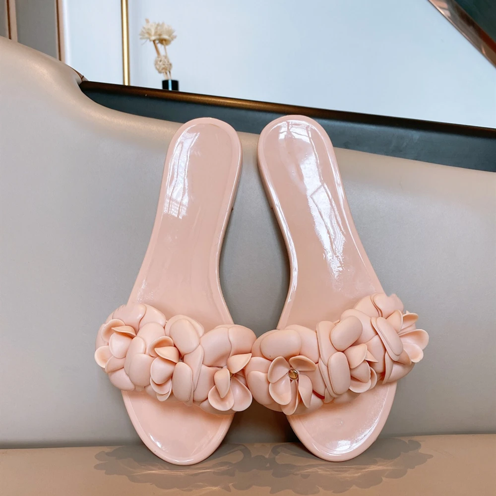 

Women Fashion Brand Shoes Women TPU Flower Slippers Luxury Designer Jelly Shoes Beach Slippers 2021