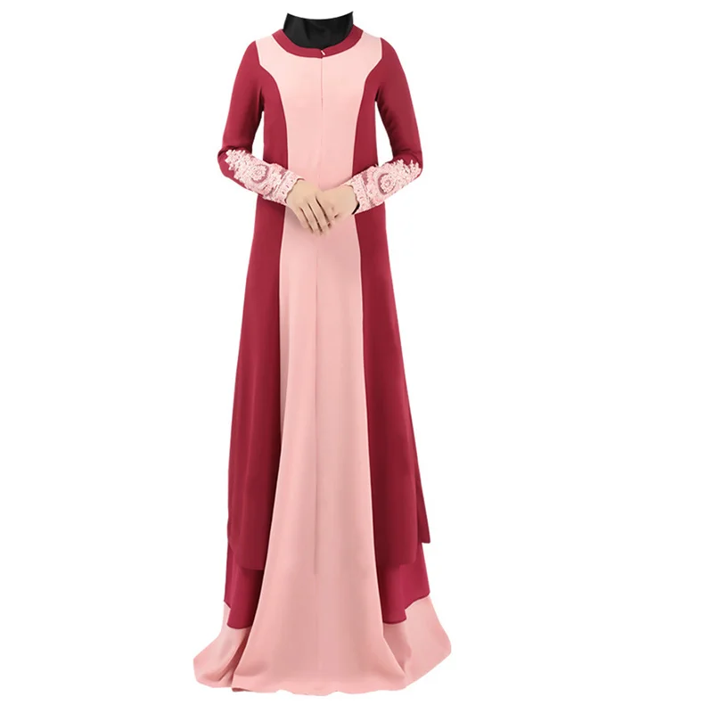 Мусульманское платье-абайя с вышивкой женское Тонкое Платье макси длинным