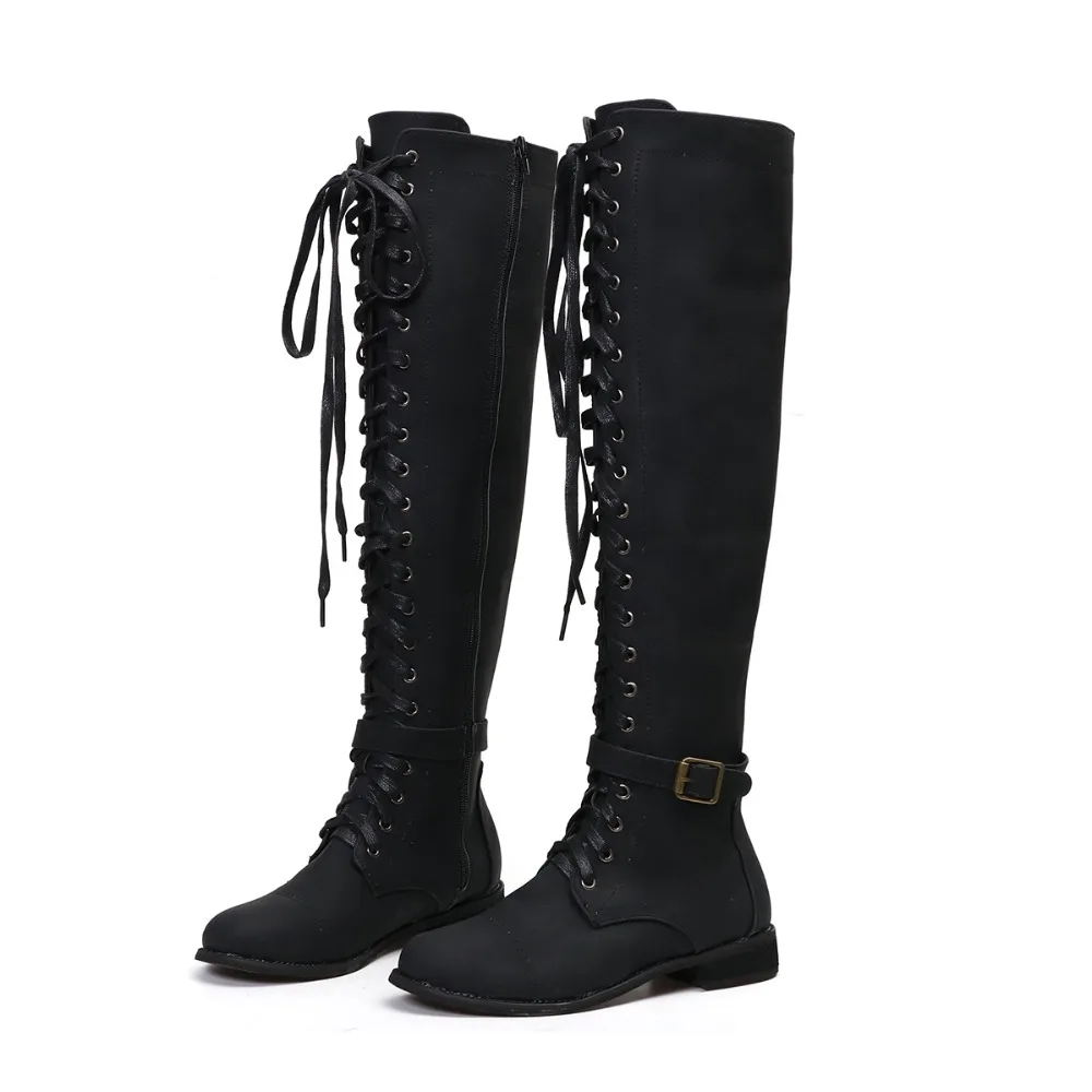 Zapatos mujer/зимние сапоги до колена; женские сапоги для верховой езды из искусственной кожи на среднем каблуке; женская Винтажная обувь с пряжкой и бахромой; chaussures femme
