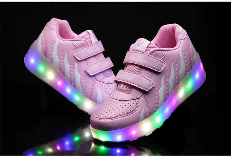 Heelys/модная детская обувь для мальчиков с USB, светодиодный светильник, Детские кроссовки с двумя колесами, детские роликовые коньки, светящаяся обувь для девочек