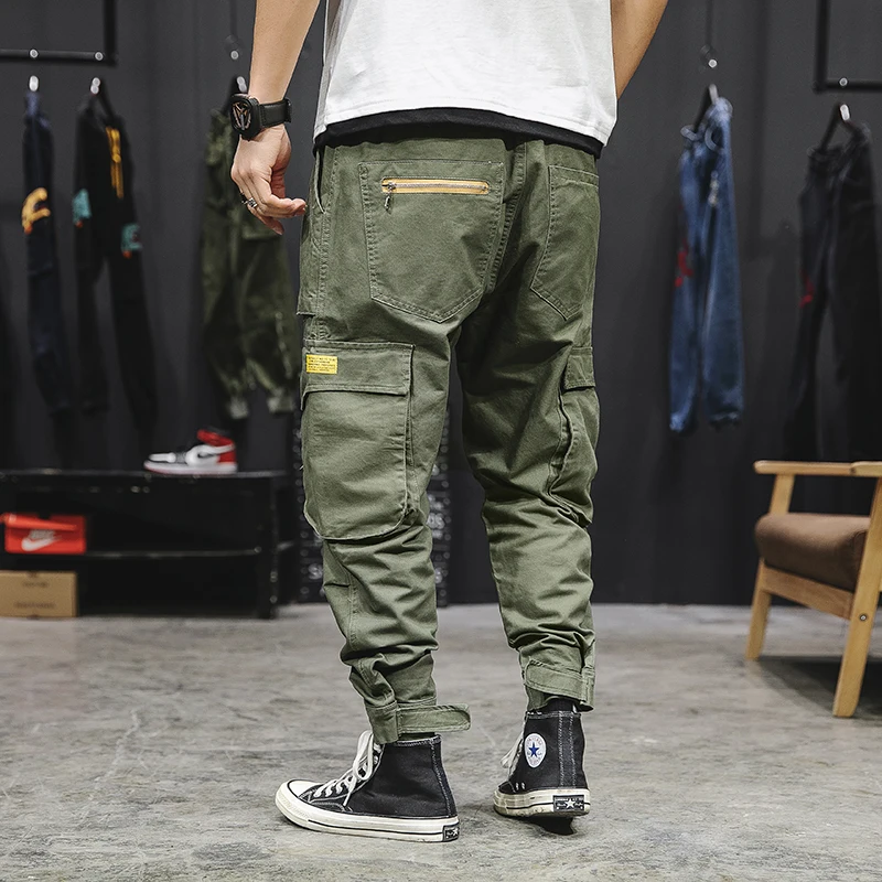 Летние мужские новые одноцветные комбинезоны в японском стиле с несколькими