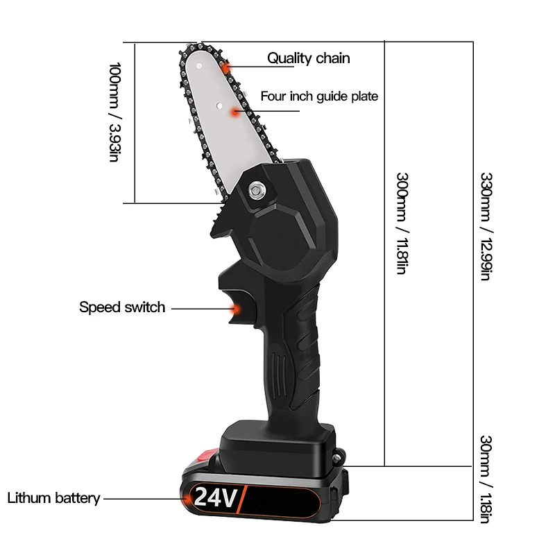 

24V Mini Electric Saw 4-Inch Portable Chainsaw For Woodworking Garden Tools With Batterys Chain Saws For Fruit Tree Garden