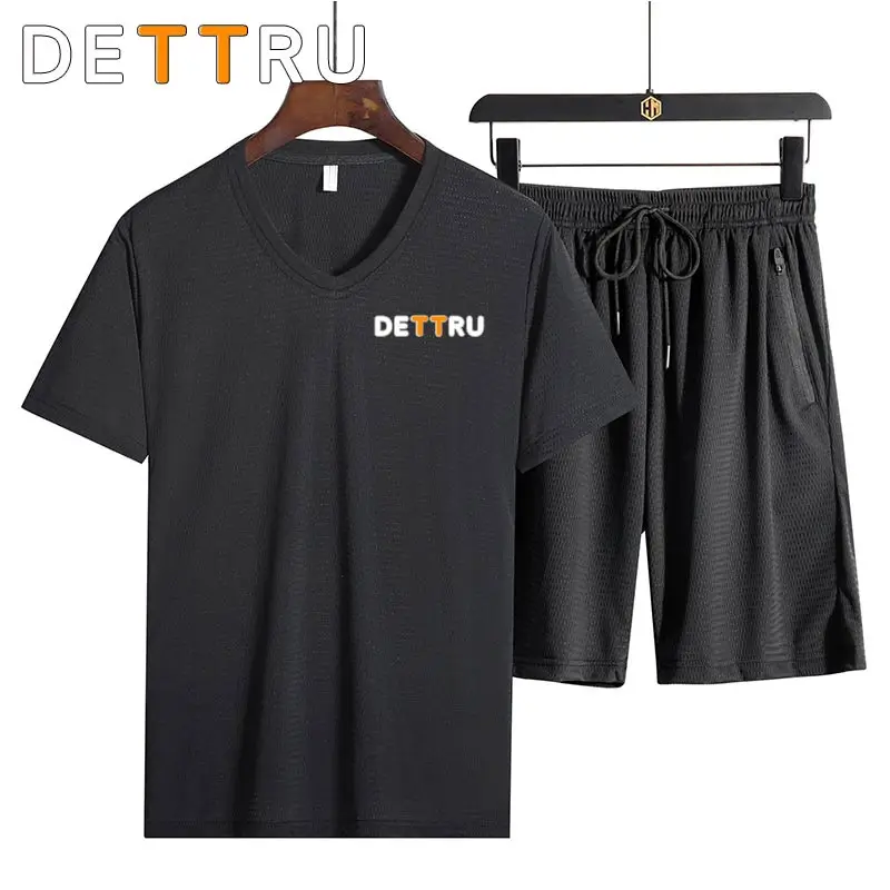 

Men's Tracksuit Summer Clothes Sportswear Two Piece Set T Shirt Shorts Brand Track Clothing Male Sweatsuit Sports Suits Husband