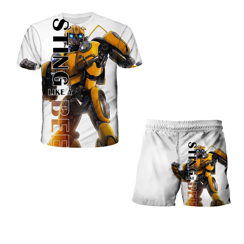 

Transformers Suits Baby Boys T Shirt Children's Clothing Sets T-shirt & Shorts 2 Pieces Sets Bumblebee Girls Boys Clothes