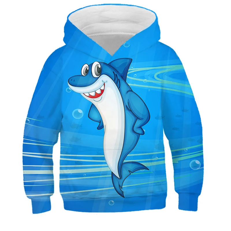 

Kid Clothes Pop Top Cartoon Shark Hoodie Marine Creature Sweatshirt Baby Girl Clothes Kids Anime Casual Outdoor School Uniform