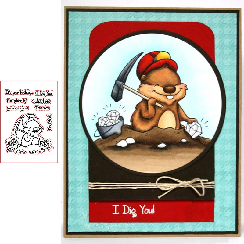 Прозрачный силиконовый штамп/печать с милыми кроликами и животными для