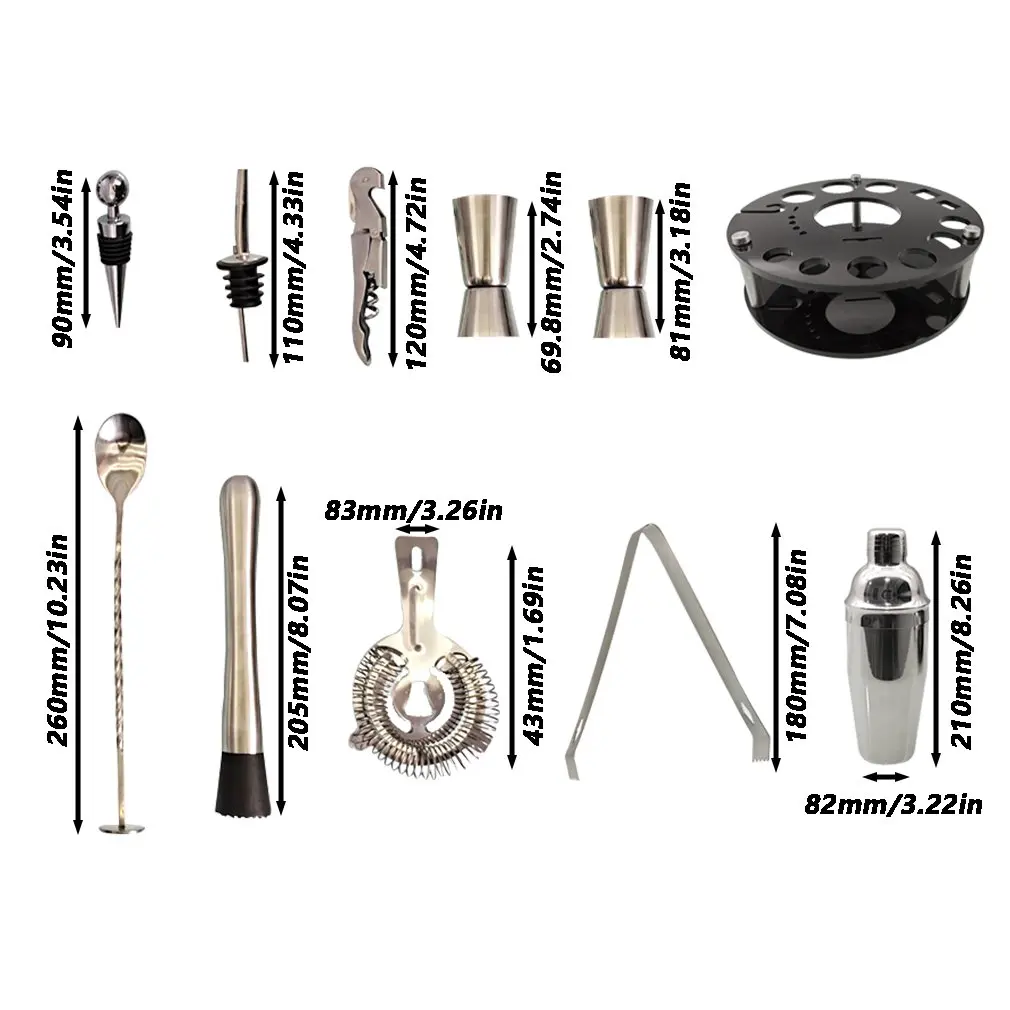 

Practical Acrylic Base Bartender Set Cocktail Shaker Set With Rotating Stand Bar Tools Gifts Home Decoration