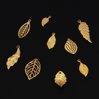 20pcslot stainless steel multiple sizes styles leaf flower tree charms plant pendant for diy jewelry making handmade crafts hxd