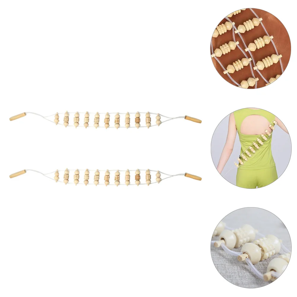

2pcs Massager Rollers Portable Wood Muscle Rollers Back Pullers Massagers