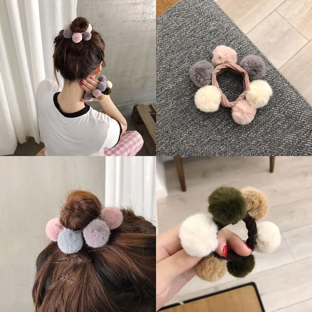 

ncmama Woman Pompom Hair Ties Girls Elastic Hair Band Rubber Band Hair Accessories Gum Rope Cute Scrunchies Ponytail Holder