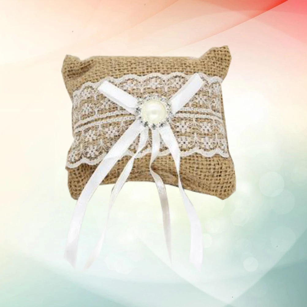 2pcs Ring Boxes Linen Lace Decorative Romantic Box Cushion Pillow Jewelry Case for Wedding Party | Украшения и аксессуары