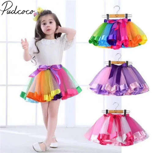 Модные Семейные комплекты юбки для мамы и дочки радужная юбка пачка с высокой