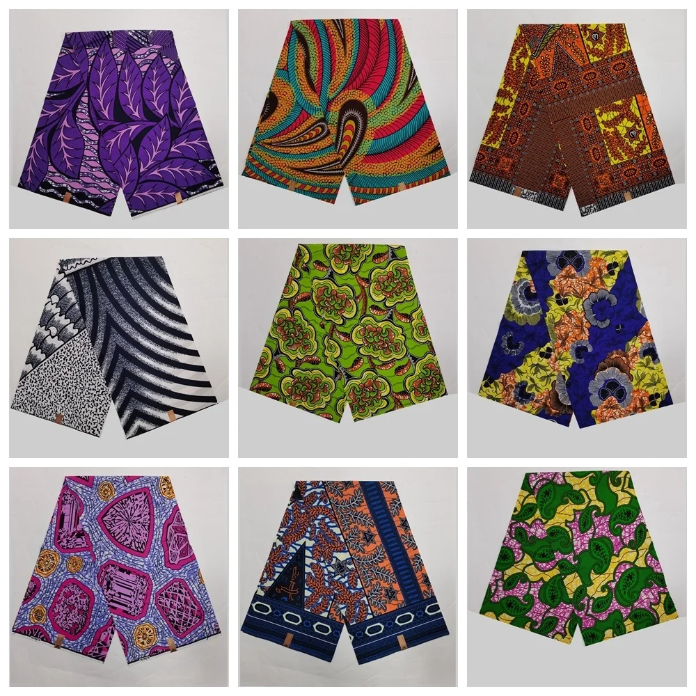 

Африканская ткань с принтом, вощеная ткань, Африканский хлопок 100%, высокое качество шитья, оригинальный принт, вощеная ткань, лоскутный мате...