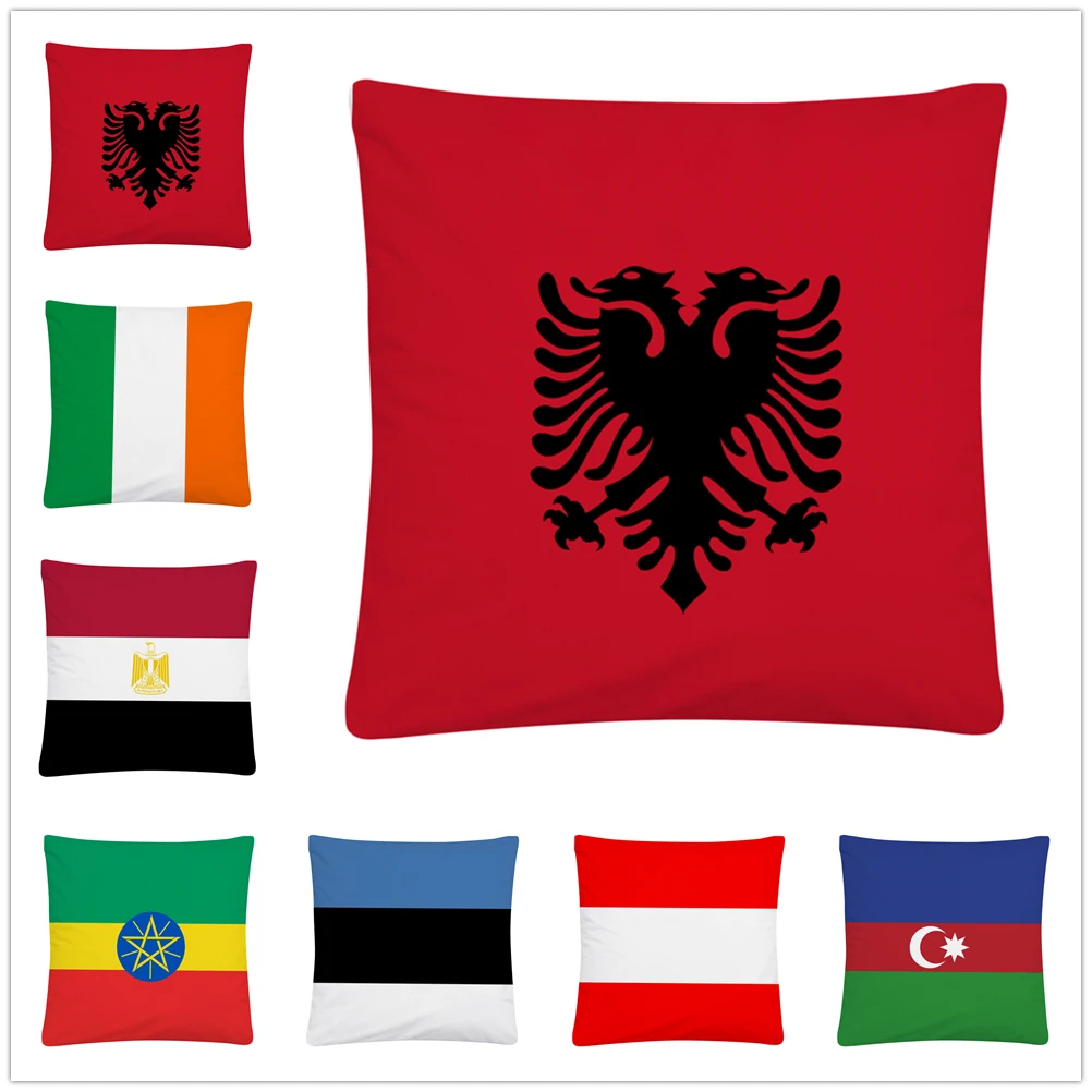 

Мягкая короткая плюшевая наволочка с рисунком флага в европейских странах, наволочка для домашнего дивана, декоративные подушки для автомо...
