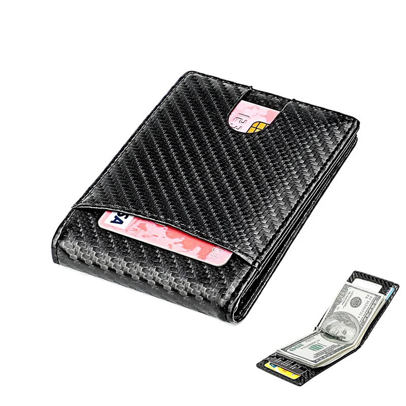 

Luufan 100% натуральная кожа углеродное волокно мини кошелек с зажимом для денег для мужчин RFID Блокировка ID карты держатель для наличных тонкий ...