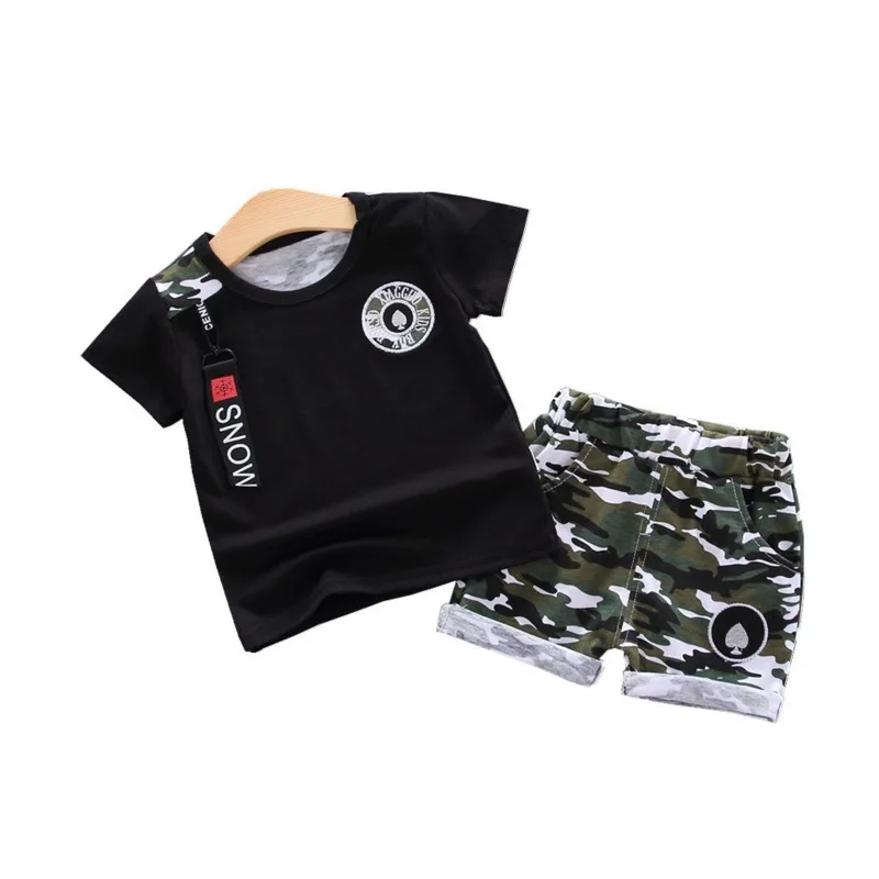 Летняя детская одежда для маленьких мальчиков и девочек модная футболка шорты 2