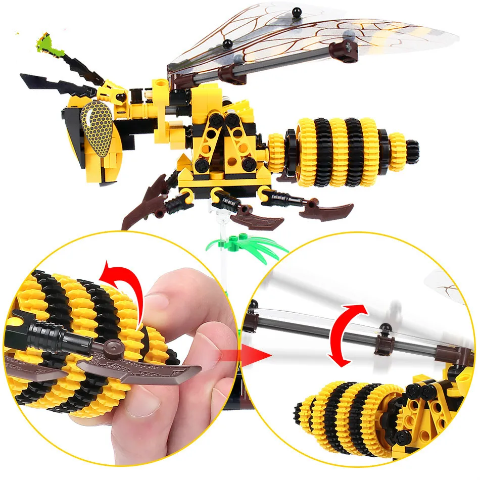 236 шт Имитация насекомых DIY пчела Оса строительные блоки маленького размера