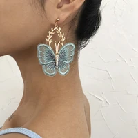 new retro punk exaggerated embroidery butterfly lace female earrings temperament pendant zircon party earrings jewelry gift