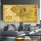 Картина на холсте с картой средней земли, HD плакаты и принты, винтажные настенные художественные картины для декора гостиной
