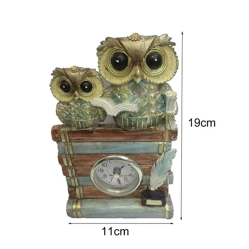

Owl Statue Clock Resin Home Decoration Living Room Cabinet Decoration Office Study Decoration 19cm X Wine 11cm O3J1